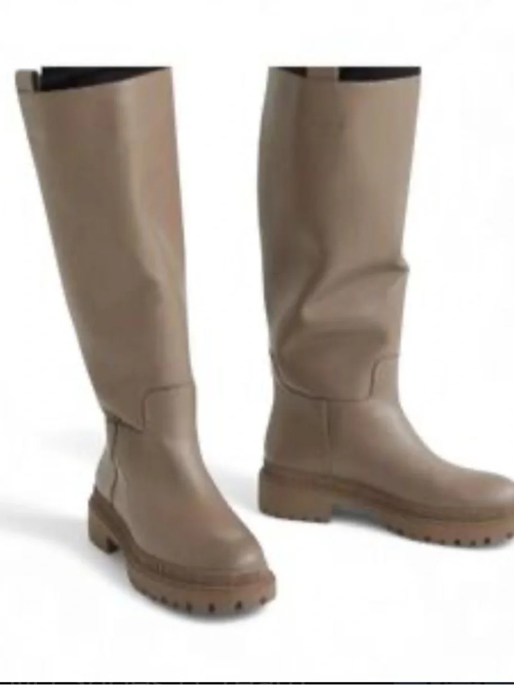 H&M Women’s Taupe Knee-High lug Boots Size 10/41 NWT